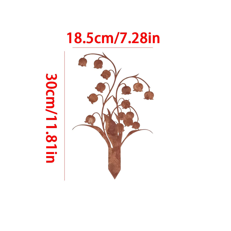 Schmiedeeiserner Gartendekorationspfahl in Maiglöckchenform aus Metall in Braun, Höhe: 30,0 cm, Breite: 18,5 cm - Bild 3