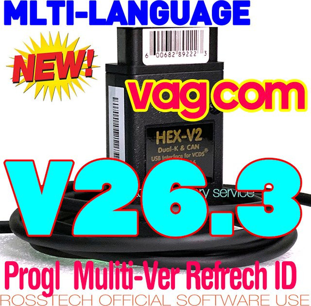 VCDS V26.3 VAG HEX V2 OBD2-Scanner für VW, Audi, Skoda und Seat in Schwarz - Bild 1