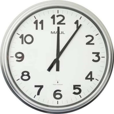 Maul MAULride Funk Wanduhr rund, silber-weiß-schwarz, Durchmesser: 61,0 cm, Tiefe: 7,1 cm