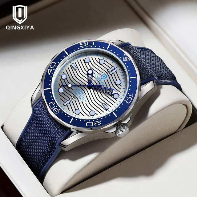 QINGXIYA Armbanduhr Quarz, Silikon, Silber, Herren, Datum - Bild 1