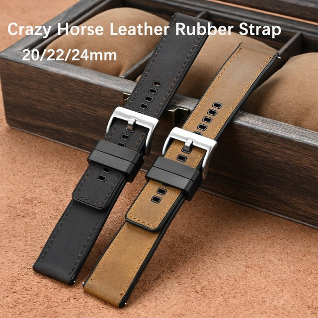 strapfreak Uhrenarmband Leder, Schwarz, Unisex, Retro - Bild 1