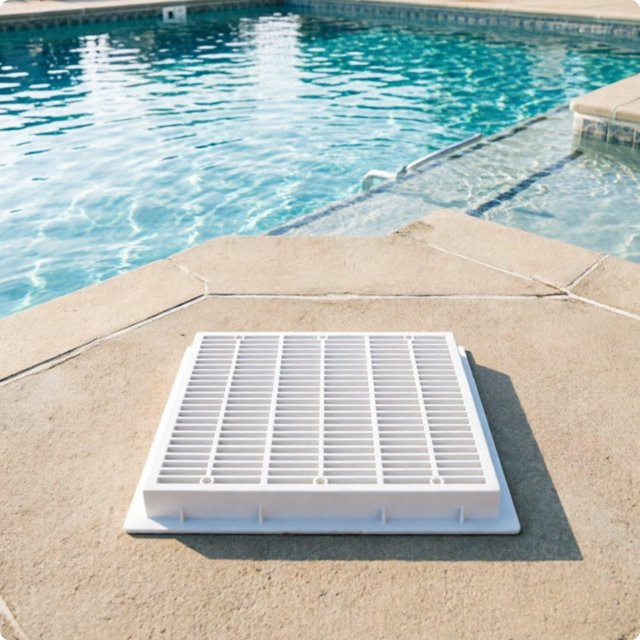 Binchi Outdoor Product Quadratische Poolabdeckung mit geschlitztem Design in Weiß für Teich und Pool - Bild 1