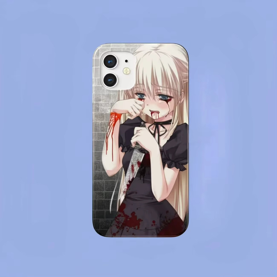 Gothic Anime Yandere Girl Schutzhülle für iPhone 15 14 13 12 11 Pro Max XR XS 8 7 Plus SE als ultradünne Jelly-Hülle in Multicolour - Bild 2