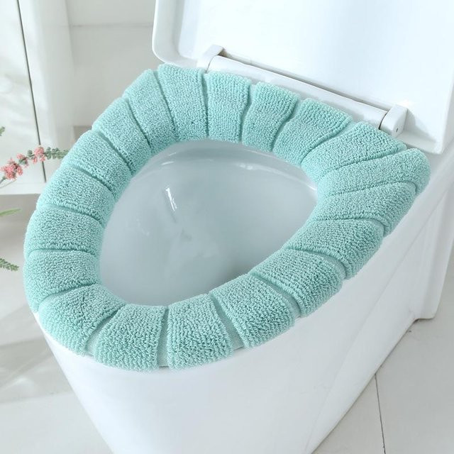 SEEQS Toilettensitz mit Griff und Polsterung in O-Form, waschbare Wolle, Grün/Türkis - Bild 1