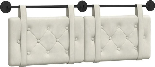 vidaXL Wandmontiertes Polsterpaneel aus Samt in Creme, B/H/T: 150 x 55 x 5 cm - Bild 1