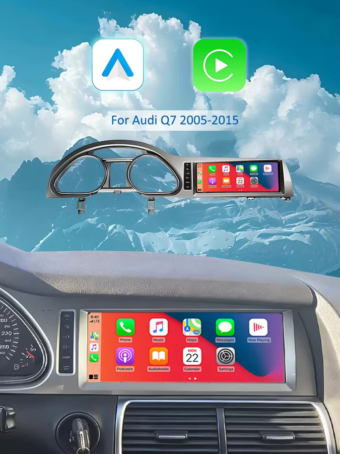 Bonroad Multimedia-Autoradio-Player mit 10,25 Zoll Display für Audi Q7 2005-2015, Wireless CarPlay, Android Auto, Airplay und GPS, Schwarz - Bild 4