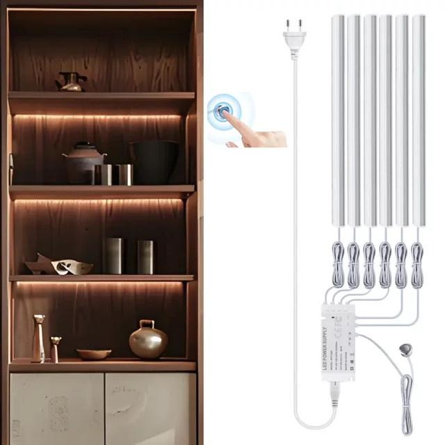 Gyarfas LED Balkenbeleuchtungsset mit stufenlosem Touch-Dimmer für Schrank, Vitrine und Regal - Bild 1