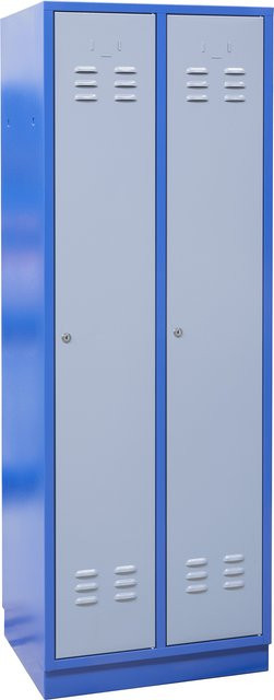 GÜDE Garderobenschrank TYP GS 2 aus Stahl in Grau-Blau mit 2 Türen, Kleiderstange und Regalböden, H x B x T: 177,5 x 50 x 50 cm - Bild 1