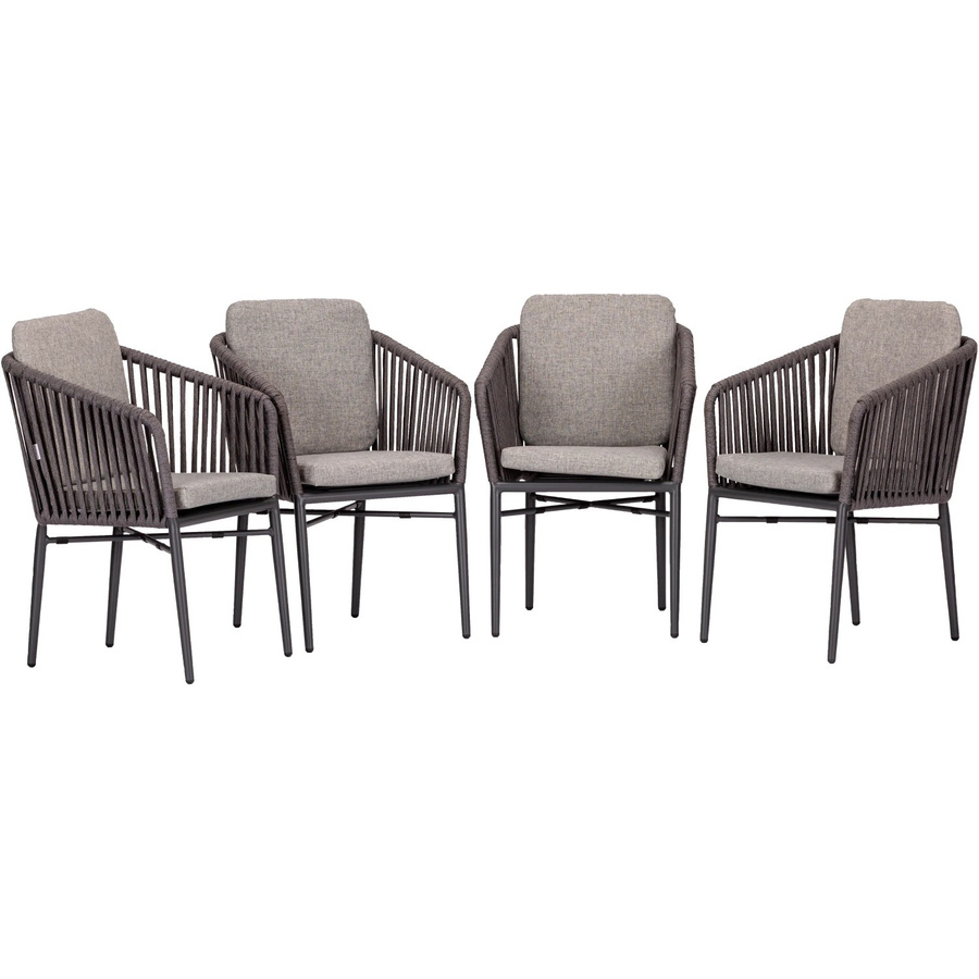 Acamp Stapelsessel-Set Manhattan 4er Set aus pulverbeschichtetem Aluminium mit Auflagen in Anthrazit Grau - Bild 2