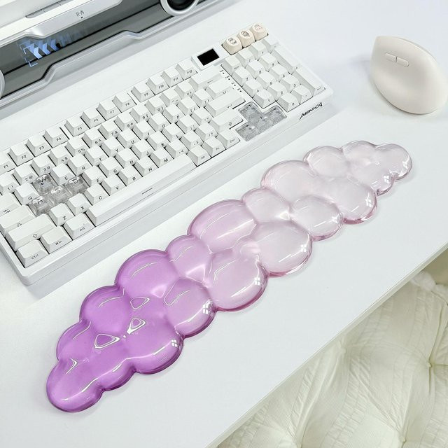 Art daily Cloud-Handgelenkauflage für Tastatur und Maus aus Silikon, ergonomisch und rutschfest, transparent, lila - Bild 1