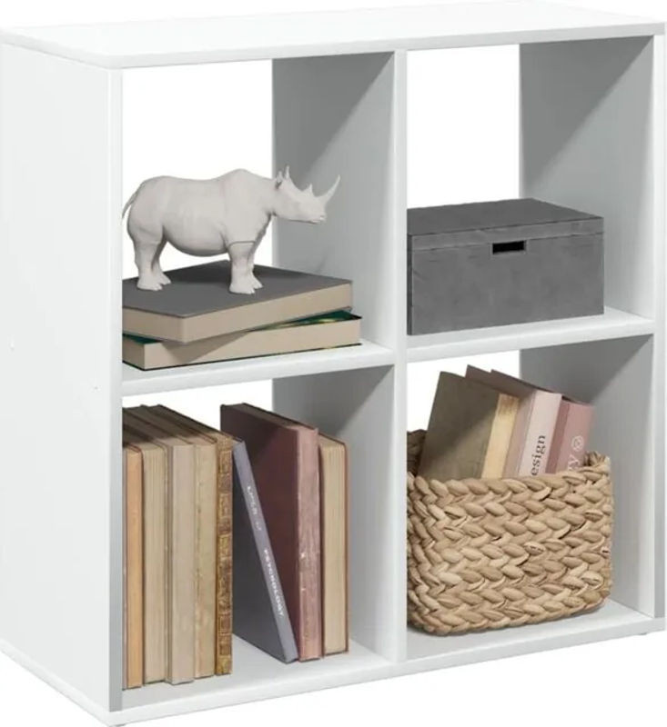 vidaxl Raumteiler-Bücherregal in Weiß aus Holzwerkstoff, modern, B/T/H: 69,5 x 29 x 69,5 cm - Bild 1