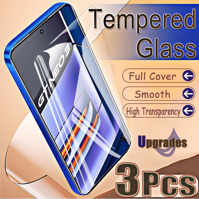 3er-Set gehärtetes Schutzglas für Realme GT Neo 3, transparent, mit Fingerabdruck-Entsperrung und voller Abdeckung - Bild 1