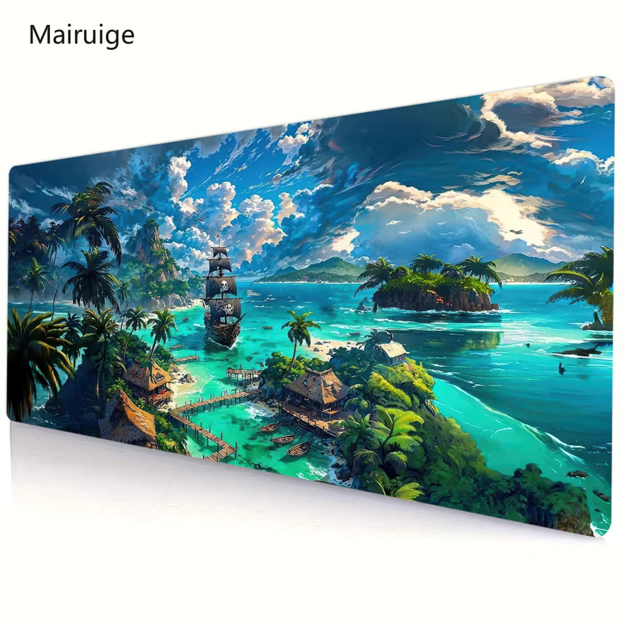 Mairuige Mauspad mit Sommer-Strandurlaub-Motiv in Multicolour mit genähtem Rand - Bild 2