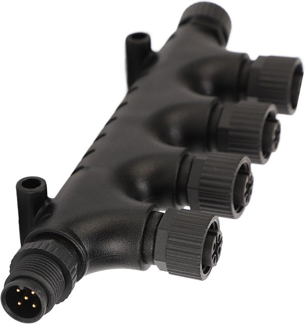 KaiSai NMEA 2000 N2K 4 Ports T-Stück M12 5 Pin IP67 Wasserdicht in Schwarz für Lowrance Netzwerke - Bild 1