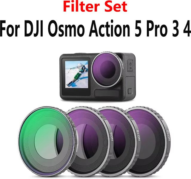 DJI Filterset für Osmo Action 3, 4 und 5 Pro mit UV, CPL sowie ND8, ND16, ND32, ND64 Filtern aus optischem Glas und Aluminiumlegierungsrahmen - Bild 1