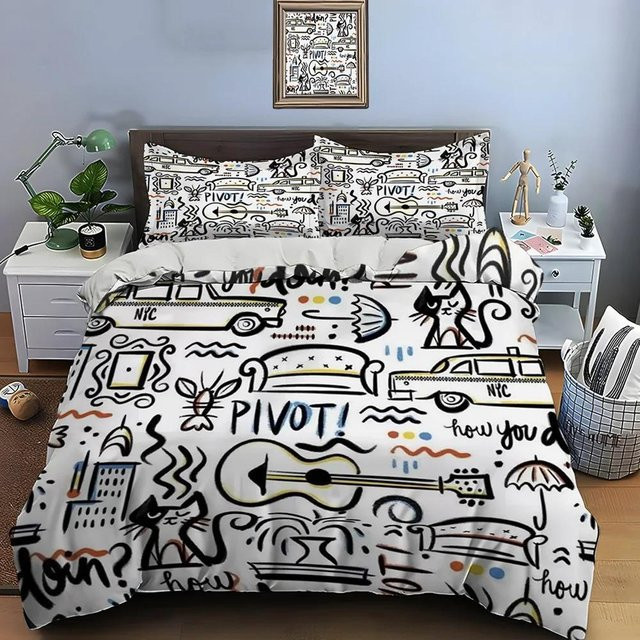 JMG Household Supplies Friends Bettwäscheset mit Motiv, Farbe: Weiß, B/H: 135 x 200 cm - Bild 1