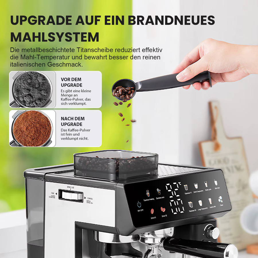 Aiorber Kaffeevollautomat in Schwarz mit 1350W, Dual Boiler, Milchaufschäumer, Touchscreen und 2,7l Wassertank für Bohnen- und Pulverkaffee - Bild 3