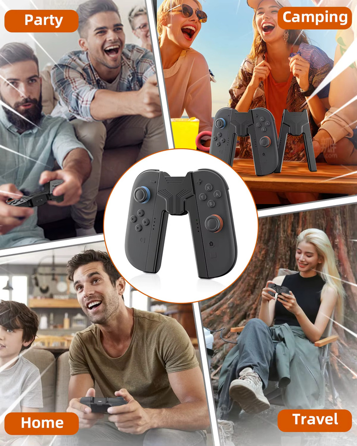 Aolion Ladehalterung für Nintendo Switch 2 Joy-Con, tragbare Dual-Ladehalterung und Controller-Griff in Schwarz - Bild 2