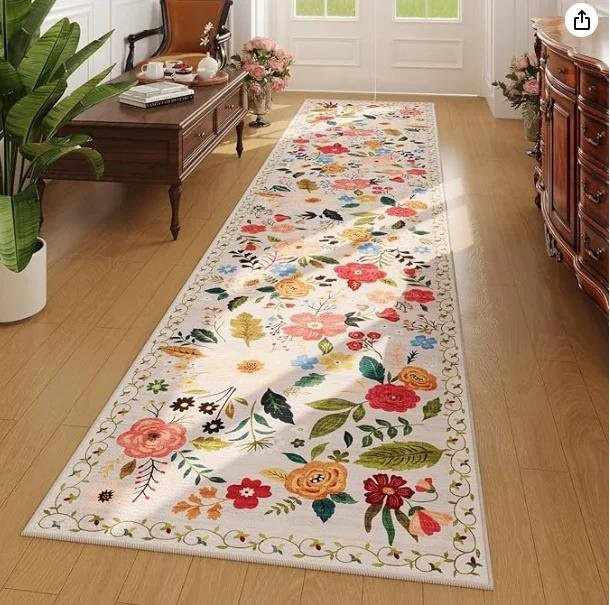 Lodestar Küchenläufer Teppich mit floralem Design in Beige, B/T: 50 x 150 cm - Bild 1