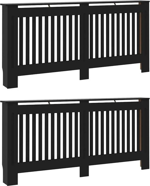 vidaXL Heizkörperabdeckung 2er-Set Schwarz mit vertikalem Latten-Design, B/T/H: 172 x 19 x 81,5 cm - Bild 1
