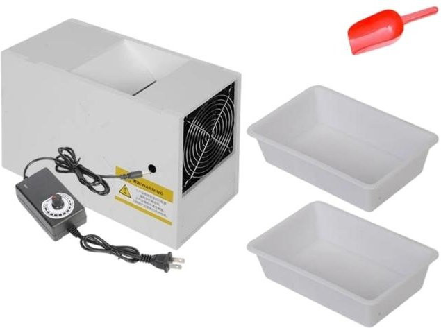 Elektrische Spreu-Trennanlage mit Schubladendesign und Gebläse zur Reinigung von Vogelfutter, Weiß, Kunststoff und Edelstahl - Bild 1