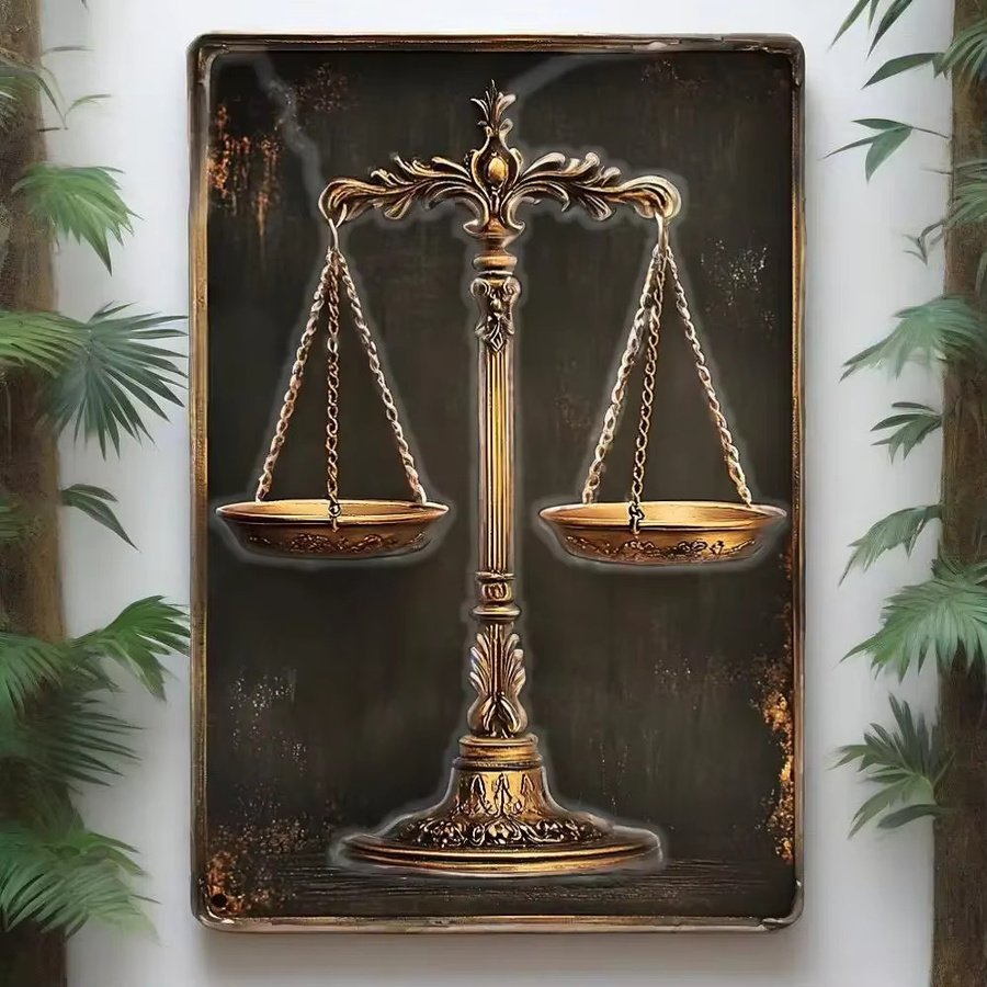 HELLOYOUNG Wandkunst Vintage Scales of Justice im Hochformat, Rechteckig, B/H: 14,0 x 20,0 cm - Bild 3