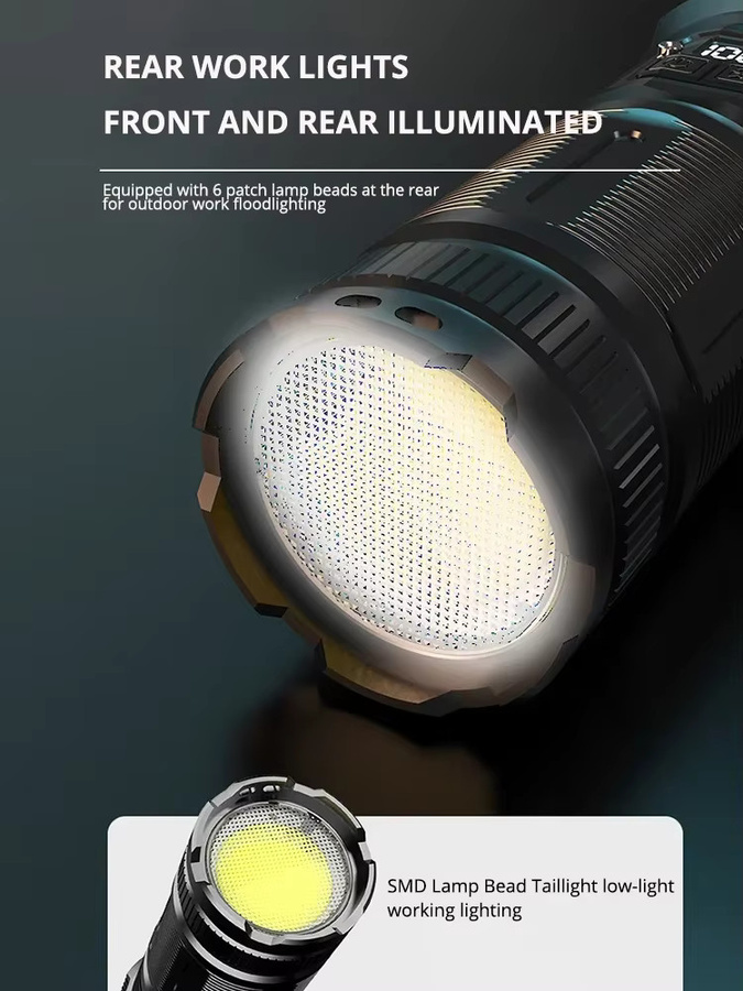 JIASHUAIXIN Taktische LED-Taschenlampe mit 1000 W Hochleistung, superhelle Notfallscheinwerfer, wasserdicht, inklusive 18650-Batterie - Bild 5