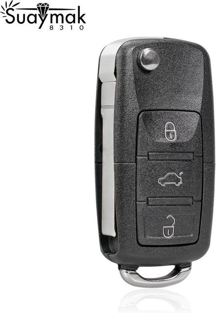 SUAYMAK 3-Tasten-Funkschlüssel für Volkswagen Passat Jetta Bora Golf Polo Beetle, 434 MHz, ID48 Chip, Farbe: Grau - Bild 1
