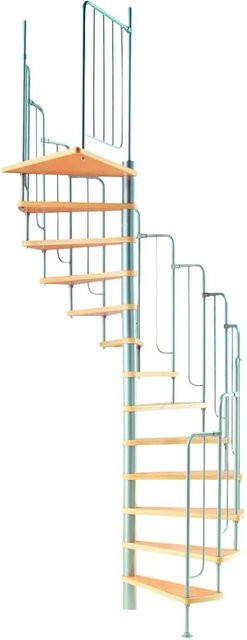 Dolle Spindeltreppe Barcelona aus Holz und Metall mit Geländer, Farbe: Grau/Braun, Durchmesser: 138 cm - Bild 1