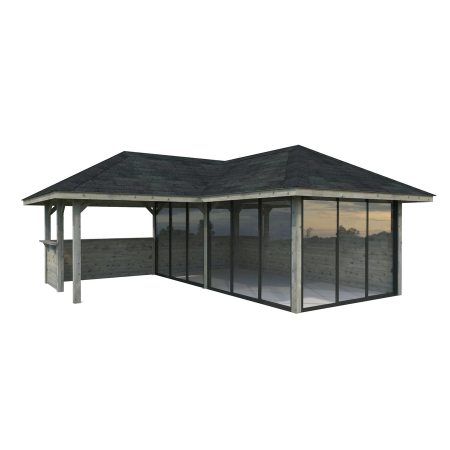 PALMAKO Pavillon Bianca Set 223 Slide aus Fichtenholz in Grau, B/T/H: 588 x 588 x 319 cm - Bild 2