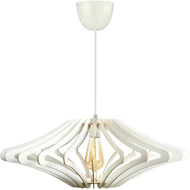 Opviq Pendelleuchte Weiß aus MDF im skandinavischen Design, E27, Höhe: 55 cm, Breite: 47 cm, Tiefe: 47 cm - Bild 1
