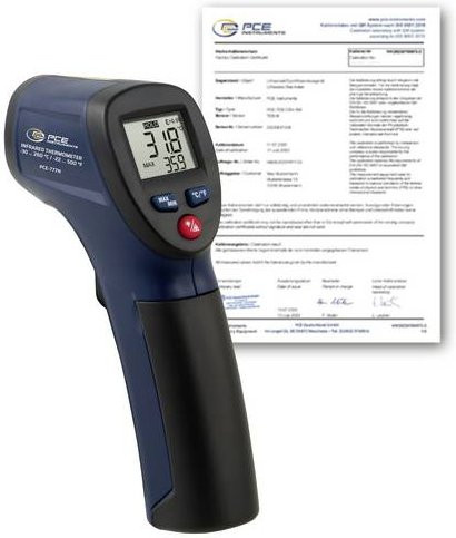 PCE Instruments PCE-777N-ICA Infrarot-Thermometer blau, kalibriert nach ISO, Optik 8:1, Messbereich -30 bis +260°C - Bild 1