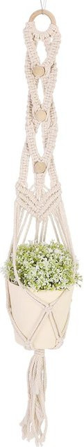 CosyHome Pflanzenaufhänger im Boho-Stil aus handgewebter Baumwolle in Beige - Bild 1