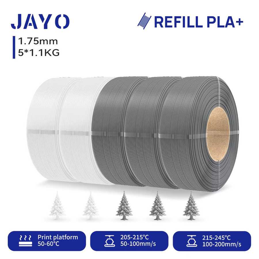 JAYO PLA+ Filament 1,75mm Nachfüllpack für FDM 3D-Drucker, 5,5 kg (5 x 1,1 kg) - Bild 8