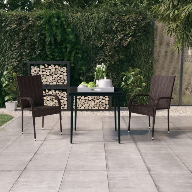 3-teiliges modernes Gartenmöbel-Set von vidaxl aus Polyrattan und Glas in Braun und Schwarz - Bild 1