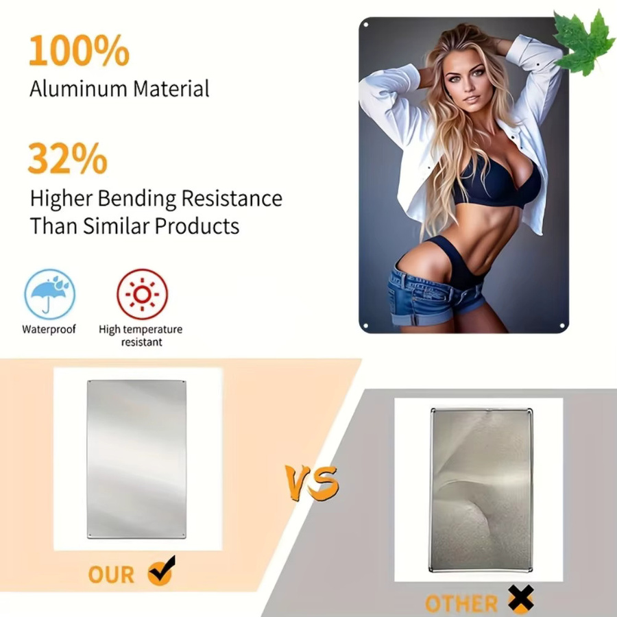 HELLOYOUNG Vintage Aluminium Wandkunstschild Schicke Frau in der Bikinizone Wandbild für Zuhause und Bar - Bild 4