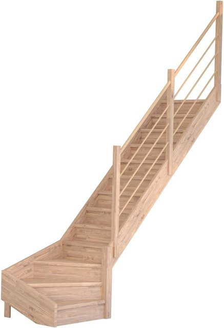 StarWood Treppe Mykonos Pro Eiche Gewendelt R 90 cm Setzstufen Holz-Design in Braun - Bild 1