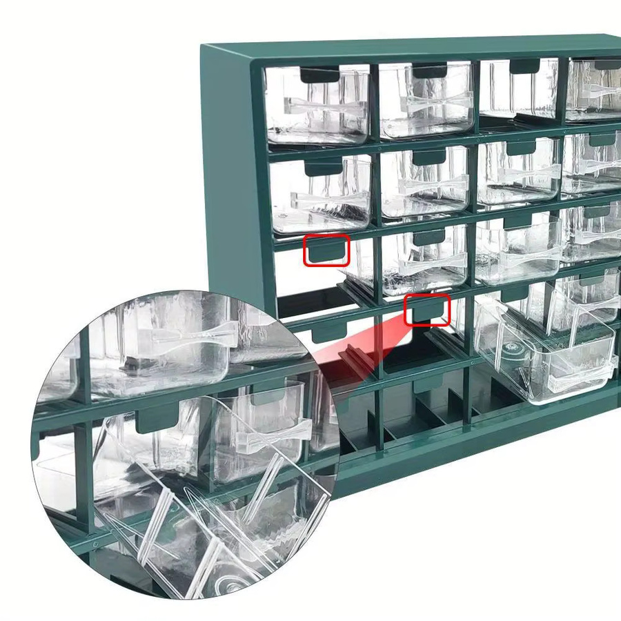 FNICEL 25-Fach Multifunktions-Schubladensystem zur Wandmontage in Grün für Schrauben, Komponenten und Elektronikteile, B/H/T: 29,0 x 25,0 x 22,5 cm - Bild 5