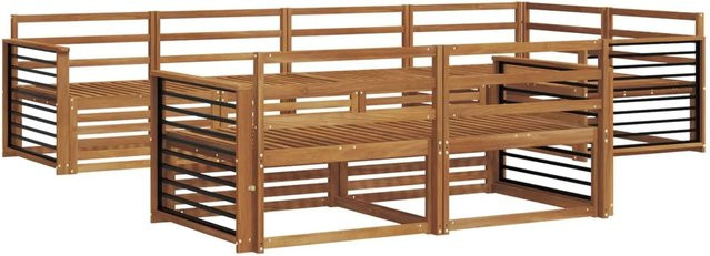vidaXL Outdoor-Sofagarnitur 7-teilig aus Akazienholz in Braun, L-Form mit modernem Design - Bild 1