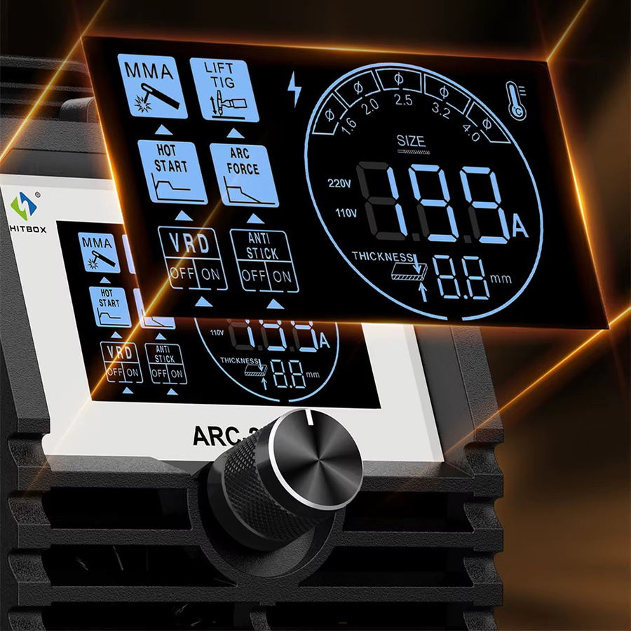 HITBOX ARC200S Tragbarer Mini-IGBT-Inverter-Schweißer 2-in-1 ARC MMA Lift TIG Schweißgerät in Orange mit LED-Display und VRD-Funktion - Bild 3