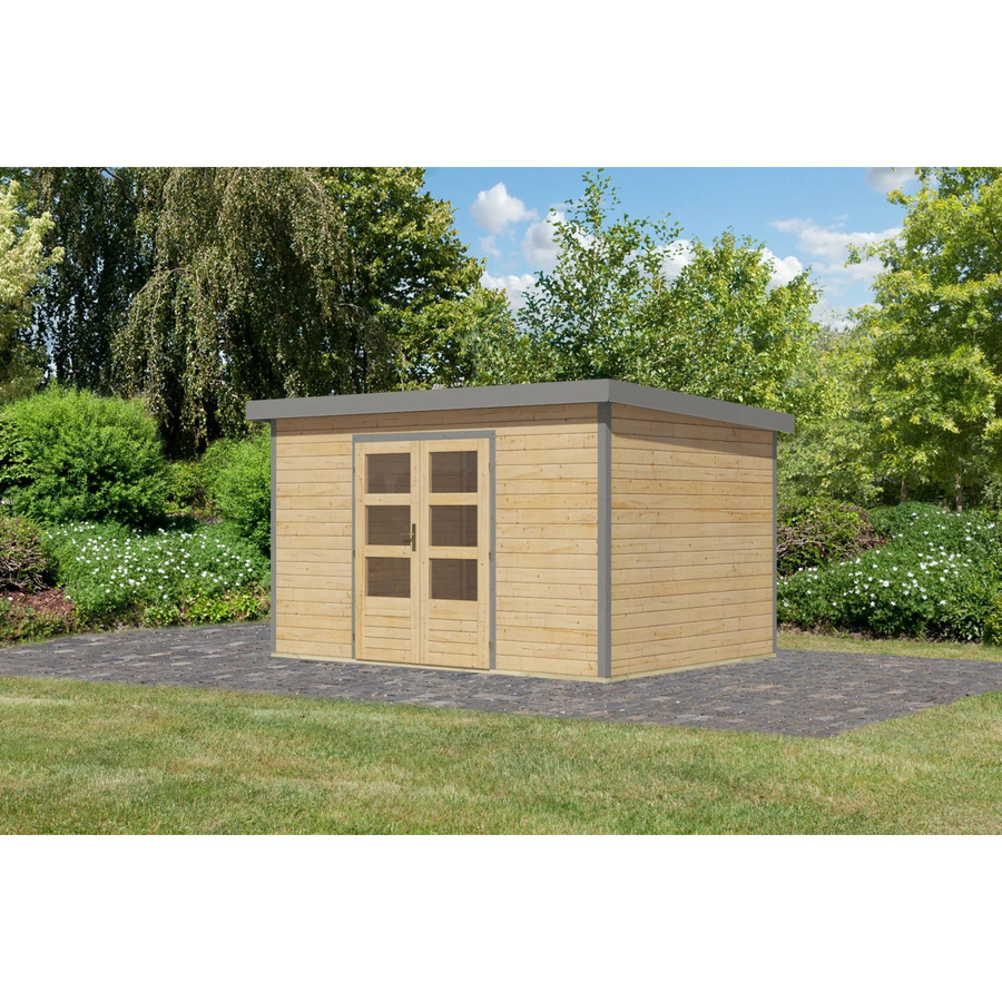Karibu Gartenhaus Domingo 7 A in Naturbelassen/Grau, H x B x T: 240 x 219 x 360 cm - Bild 2