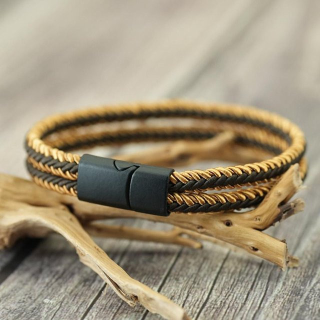 Noter Armband, Regenbogen, geflochtenes Seil, braun, Unisex, 18.5cm - Bild 1