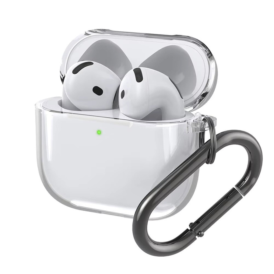Transparente Silikon-Schutzhülle für Apple AirPods 4 mit Haken in Pink oder Transparent - Bild 2