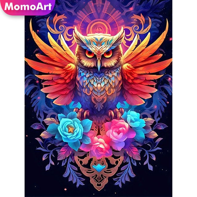Momoart Diamant-Malerei Adler mit Blumen als DIY Mosaik-Kunsthandwerk in Multicolour, B/H: 30 x 30 cm - Bild 1