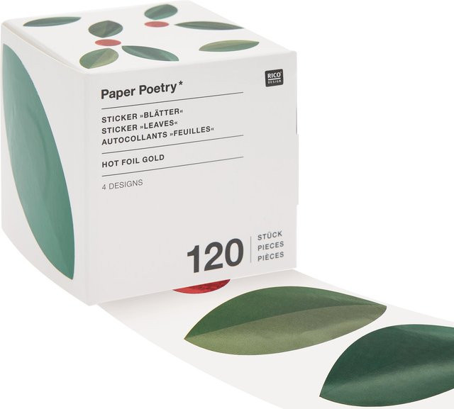 Rico Design Paper Poetry Sticker Blätter auf der Rolle, 120 Stück, Durchmesser: 5,5 cm - Bild 1