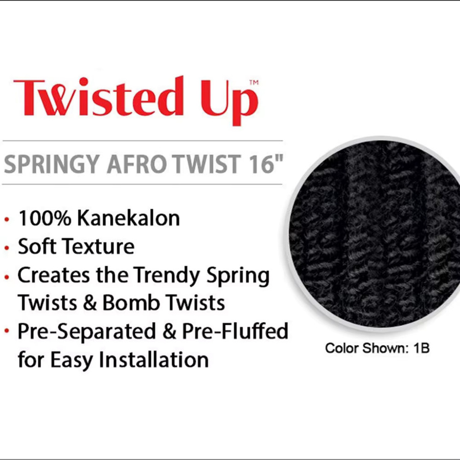 SHES BEAUTY 3X Springy Afro Twist Synthetisches Flechthaar, 16/24 Zoll, Damen - Bild 4