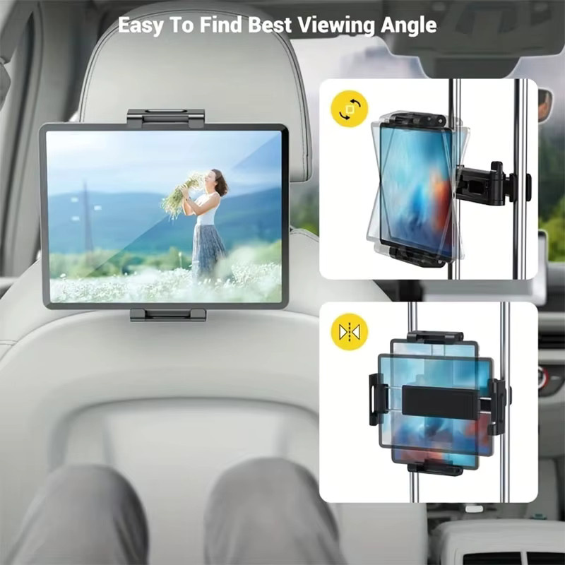 XMSJ Universelle 360 Grad Auto-Kopfstützenhalterung für Tablet und Smartphone in Schwarz - Bild 6