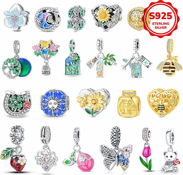 Anhänger 925 Silber, Blumen, Grün - Bild 1