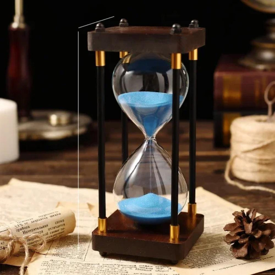 Dekorative Sanduhr aus Holz in Schwarz als Timer für Büro und Zuhause - Bild 2
