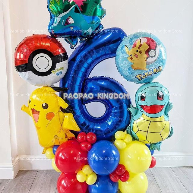 Potdemiel Pokemon Party-Luftballons Pikachu Folienballon-Set in Mehrfarbig für Kindergeburtstage und Babypartys - Bild 1
